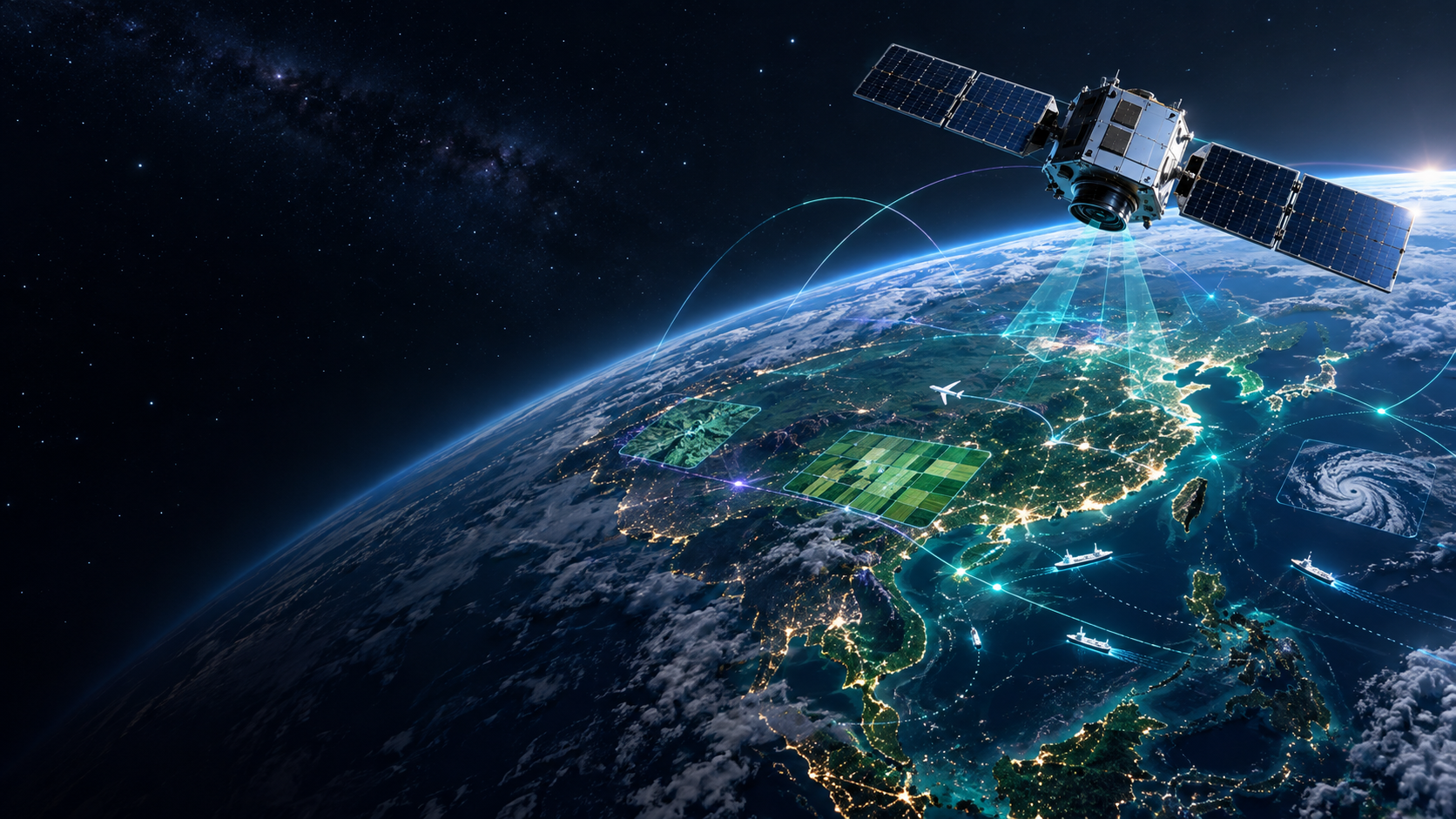 Application satellites concept: satellites operating in orbit